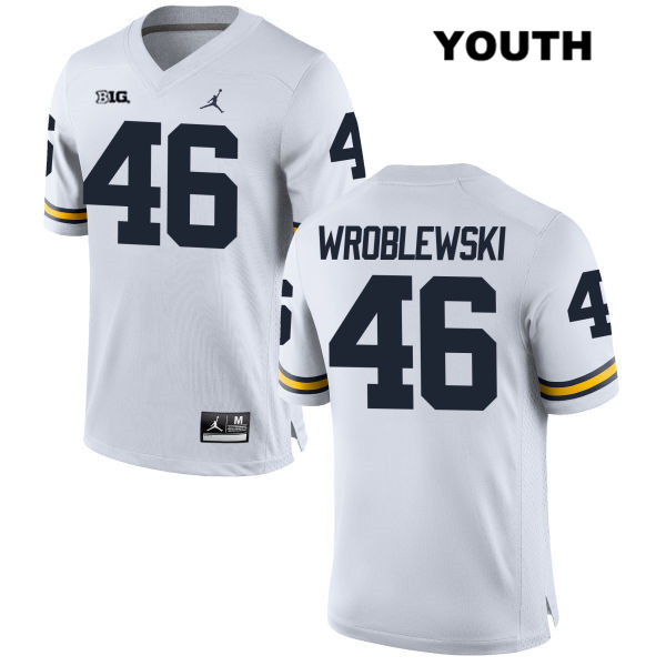 Youth NCAA Michigan Wolverines Michael Wroblewski #46 White Jordan Brand Authentic Stitched Football College Jersey VM25F22OC